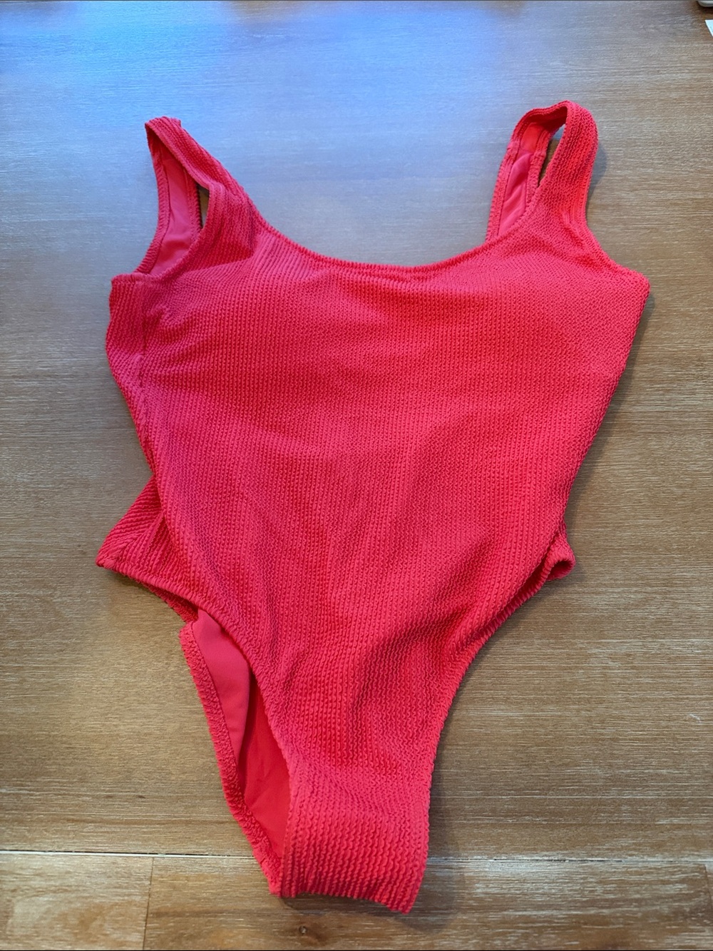 NWT J. Crew Bright Red Textured cheeky One-Piece Swimsuit